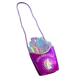 * More Than Magic Holographic Girl Glitter Unicorn Fries Crossbody Bag Purple